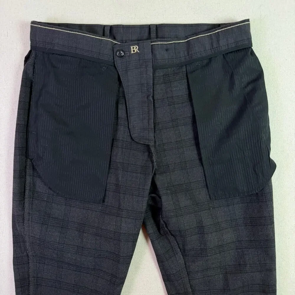 Banana Republic Slim Tapered Gray Plaid Pants Mens 32x30 Preppy Grunge Gothic